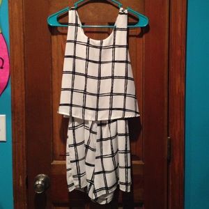Black and white overlay romper