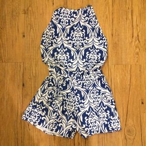 **Brand New** Blue & White Romper