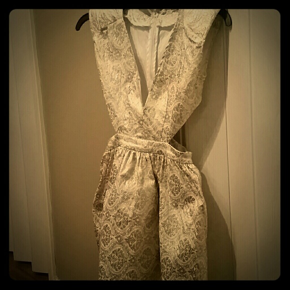 Vintage print gold dress