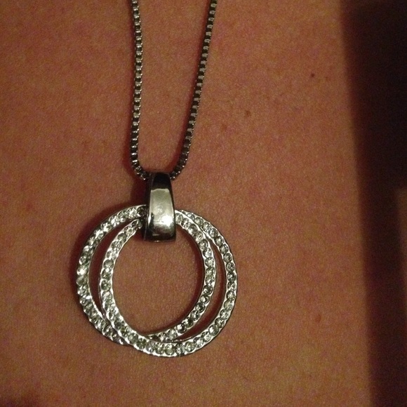 Double diamond ring necklace