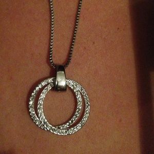 Double diamond ring necklace