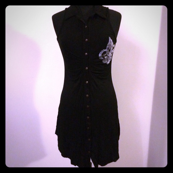 Embellished Cotton Tank Dress