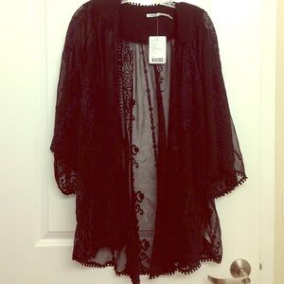 Kimchi Blue Tops - Black lace kimono