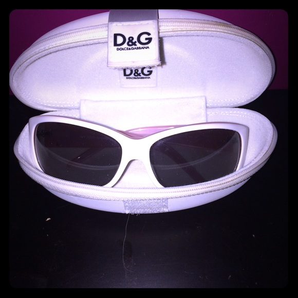 Dolce & Gabbana White & Pink Oval Sunglasses
