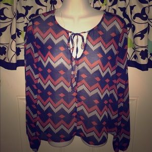 Long sleeve sheer blouse