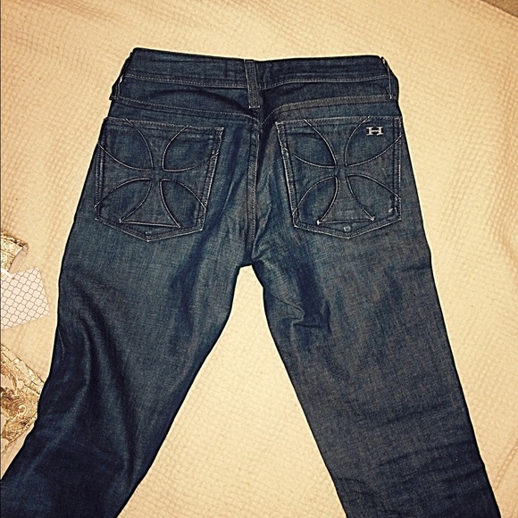 habitual dark shiny wash straight leg jeans