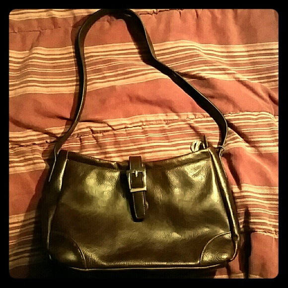 Brown faux leather hand bag