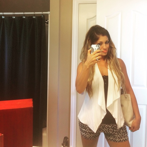 White Cotton & Leather Vest