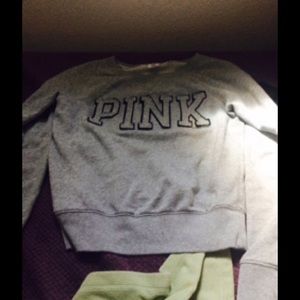 PINK Grey Crewneck