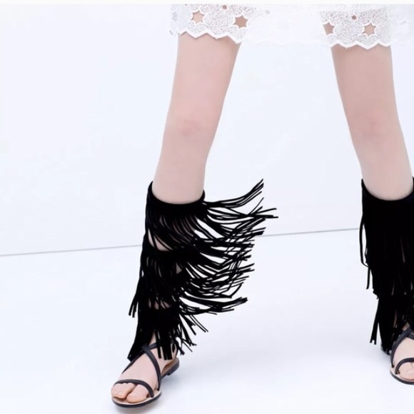 Zara Fringed Gladiator Sandals size 6
