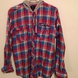 Pink, blue, and white flannel