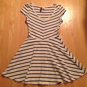 Black and white striped dress