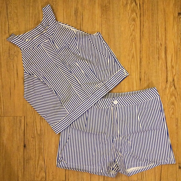 **Brand New** Blue & White Striped Short Set