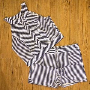 **Brand New** Blue & White Striped Short Set