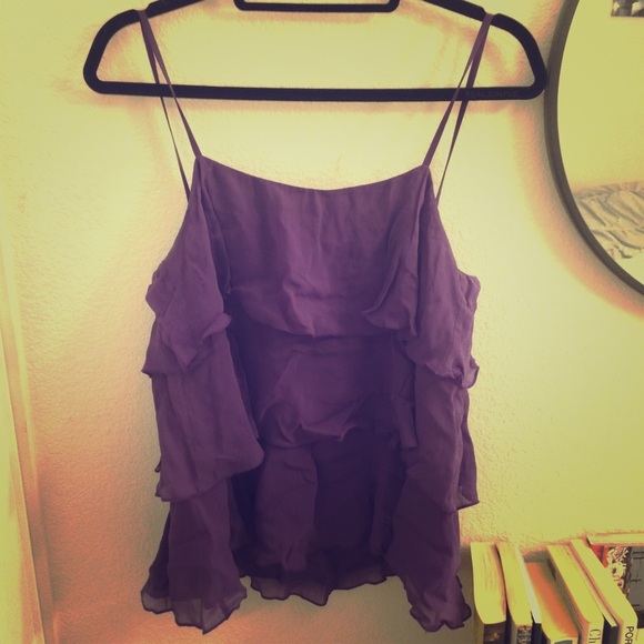 French Connection purple ruffle tank
