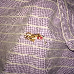 Pastel purple Oxford long-sleeve polo dress shirt