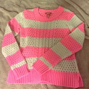 Pink and Grey Striped Sweater
