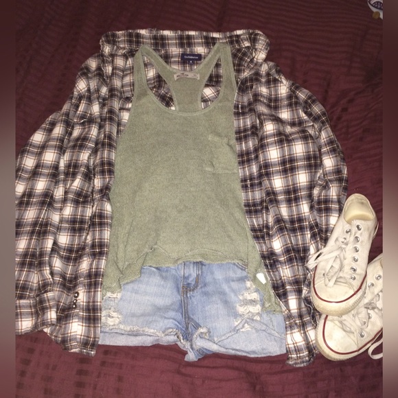 Green knit tank top