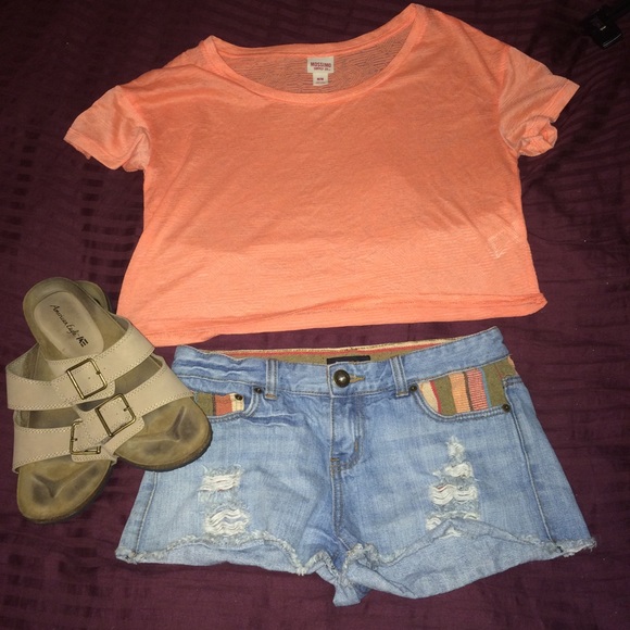 Orange Aztec crop top