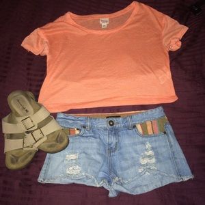 Orange Aztec crop top