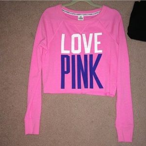 Victoria's Secret love pink crop sweatshirt