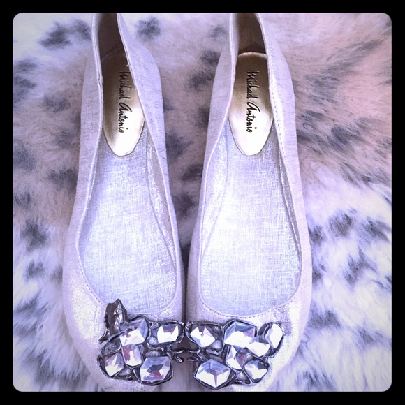 Cream Ballet Flats with bling - 7 1/2