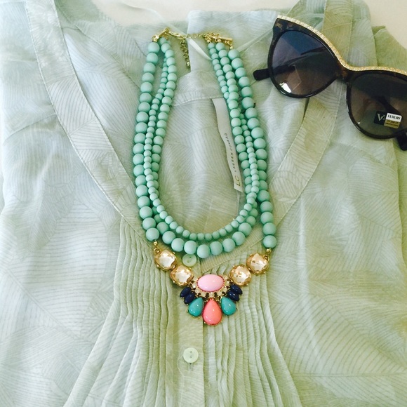 Anthropologie Jewelry - Layered Beaded & Crystals Statement Necklace