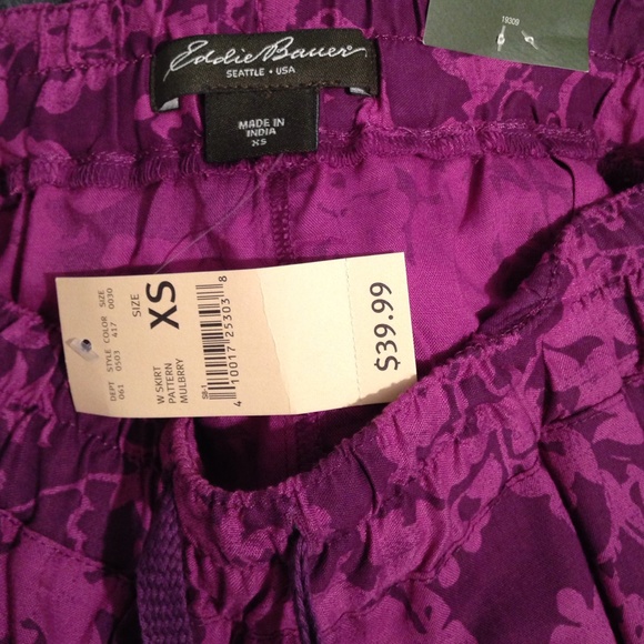 NWT Eddie Bauer XS purple drawstring pocket skirt - Picture 4 of 4