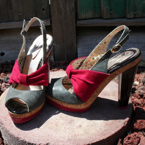 Pink and gray heels
