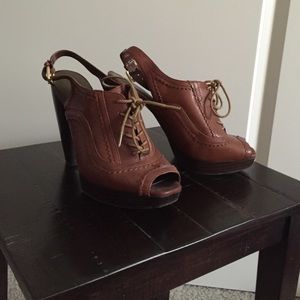 Nine West stacked heel lace up pump