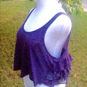 Free People, Plum Purple Crop Top, Lace Back