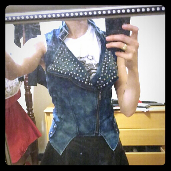 Acid wash forever 21 denim vest