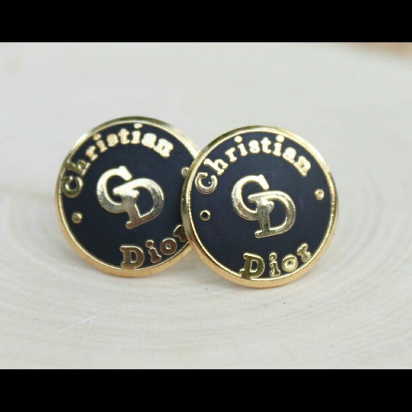 Christian Dior vintage logo button earrings