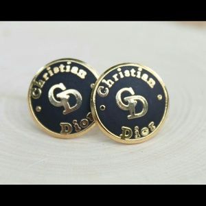Christian Dior vintage logo button earrings