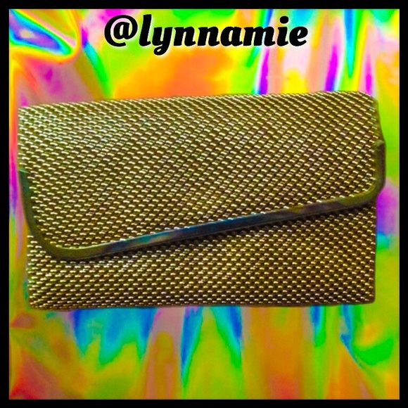 Gold metal beaded envelope clutch