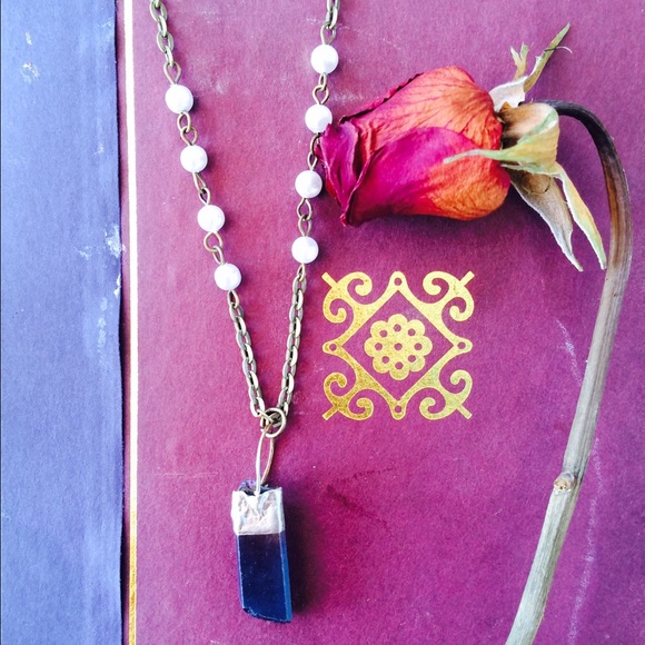 30" raw Crystal point necklace