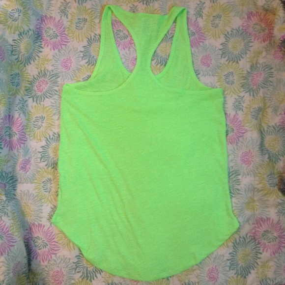 PINK Victoria's Secret Tops - VS PINK S Neon Kiwi Racerback Tank PINK Victoria's Secret Tops - VS PINK S Neon Kiwi Racerback Tank