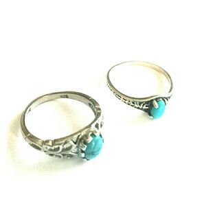 Sterling silver rings with turquoise stone