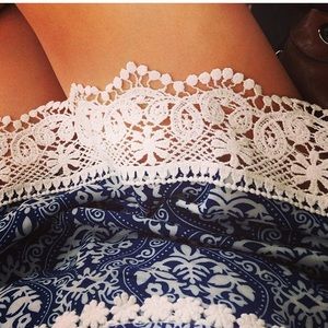 Skort!!! Blue and white with lace trim