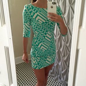 Baby blue + white geometric dress!