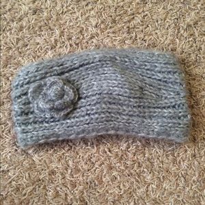 Grey knit head and neck warmer headband
