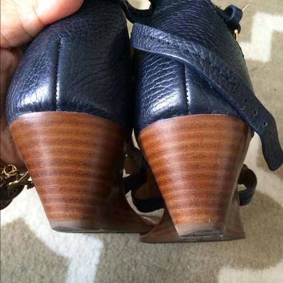 Tory Burch Chandler Wedge Sandal in Navy - Picture 3 of 4