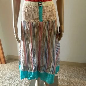 Multicolor Boho Striped Maxi Skirt