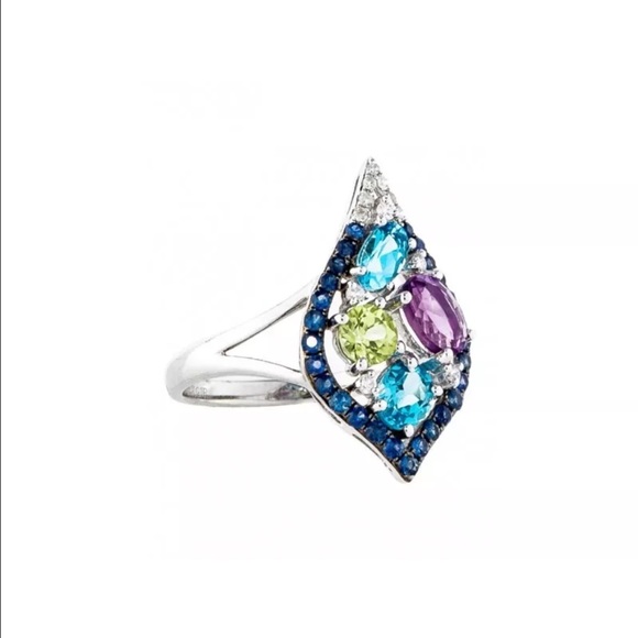 14K PERIDOT, SAPPHIRE DIAMOND RING