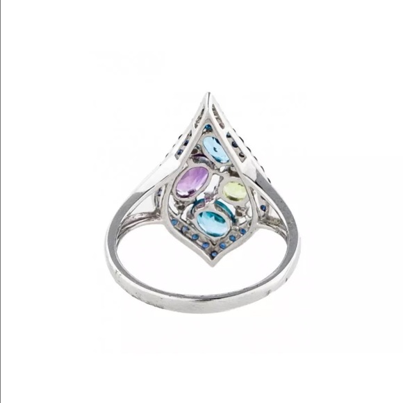 14K PERIDOT, SAPPHIRE DIAMOND RING - Picture 3 of 4