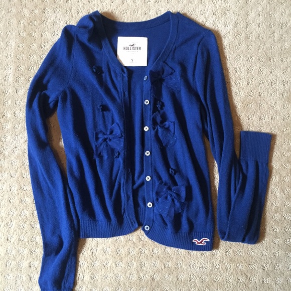 Hollister Sweaters - Blue Hollister cardigan sweater with bows