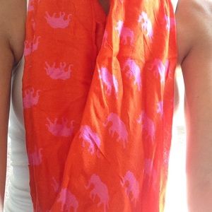 Stella and Dot orange/ pink elephant scarf