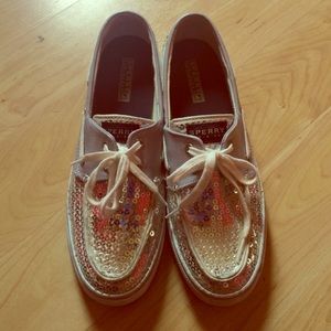 Silver sequin Sperry shoes- Size 9