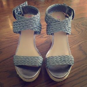 JustFab Metallic Gunmetal Espadrille Wedge JustFab Metallic Gunmetal Espadrille Wedge