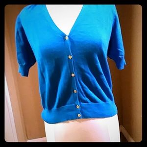 Blue short sleeve cardigan